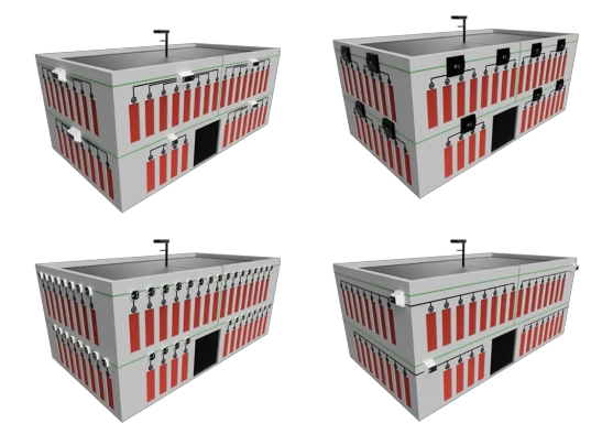 Darstellung verschiedener Gebäudemodelle mit automatisiertem Sonnenschutz und flexiblen Lösungen von 1-Kanal Unterputzaktoren bis zu 16-Kanal-Aktoren fassadenübergreifend mit SMI – Experten für Gebäudeautomation und Sonnenschutz.