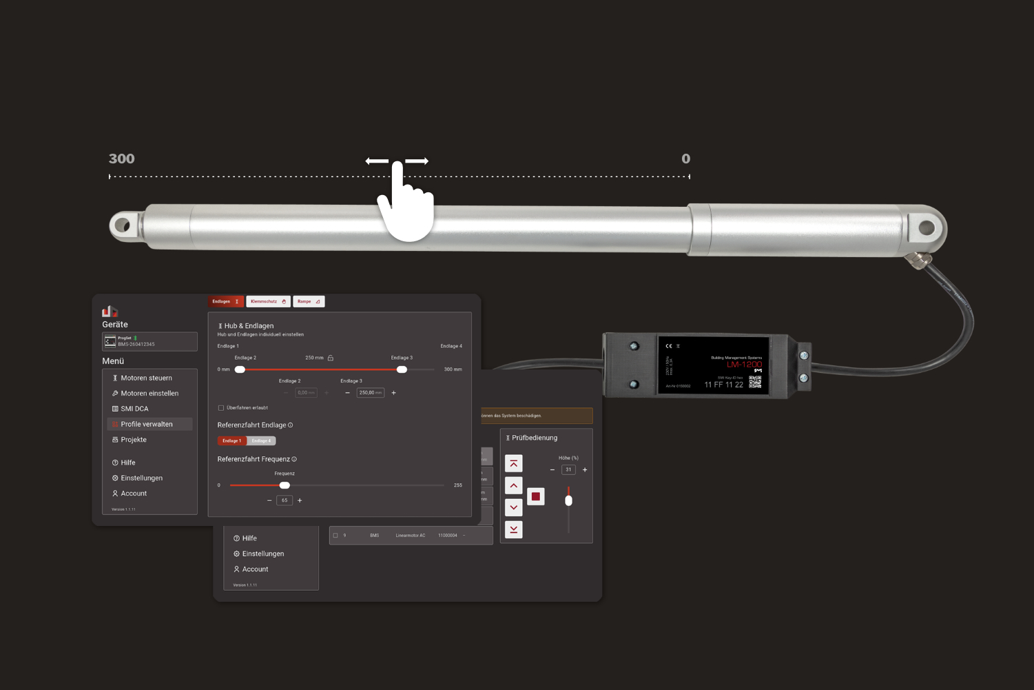 Digitale Inbetriebnahme via App für den Linearmotor LM-1200 SMI AC