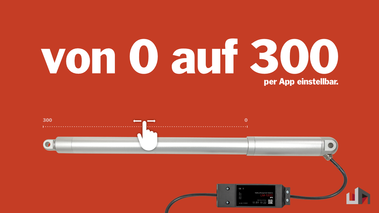 Das Bild zeigt den Linearmotor LM-1200 SMI AC dessen Hub digital einstellbar ist.